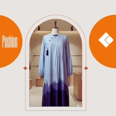 Blue Desgin Abaya For Girls